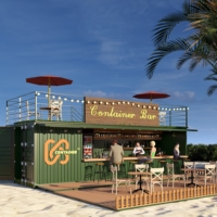 Moderne 2 étages Mini Fitted bar Container Restaurant Food 20 pieds 40 pieds avec cuisine équipée Design Assembler