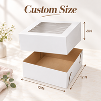 Boîtes à gâteaux en kraft imprimées sur mesure avec fenêtre transparente, 12 pouces, emballage de boulangerie en carton robuste pour gâteaux de mariage et d'anniversaire