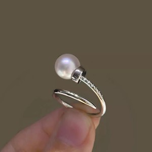 ขาตั้งเครื่องประดับเงิน DIY 10705 พร้อมขาตั้งแหวนเงินแท้ S925 สำหรับใส่ลูกปัดกลมขนาด 3-5 มม. อุปกรณ์เสริมไข่มุกคู่สำหรับไข่มุกเม็ดเดี่ยว - Product Image 1