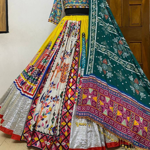 Ấn Độ bên mặc đám cưới hoặc phụ nữ giản dị váy mới đến 2024 lehenga choli kết hợp màu sắc tươi sáng cho phụ nữ và trẻ em gái - Product Image 1