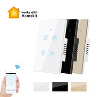 Commutateur intelligent tactile Wi-Fi US 1/2/3/4 Gang Tuya/Smart Life/Homekit Apps Commutateur domestique intelligent télécommandé avec commande vocale Alexa