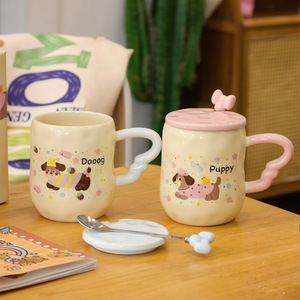 Taza de cerámica de dibujos animados de perro salchicha de alto valor Taza linda de café y agua para el <span class=keywords><strong>desayuno</strong></span> con regalo de cortesía para ocasiones - Product Image 3