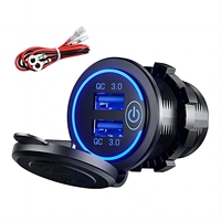 Prise de charge rapide à interrupteur tactile pour voitures et motos, 12V/24V 36W QC3.0, double port USB