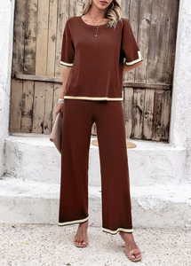 All'ingrosso <span class=keywords><strong>di</strong></span> alta qualità <span class=keywords><strong>moda</strong></span> donna manica corta maglia t-shirt e pantaloni lunghi temperamento Casual ampio set <span class=keywords><strong>di</strong></span> abiti per le donne - Product Image 5