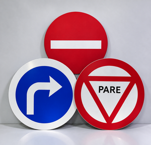 Panneau de signalisation routière réfléchissant en aluminium, interdiction d'entrée, virage à droite, panneau <span class=keywords><strong>STOP</strong></span>, panneau de sécurité routière personnalisé pour projet routier - Product Image 1