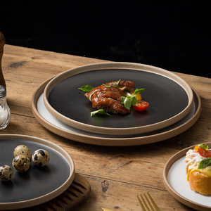 Platos de Cerámica Mate Vintage para Cena, Platos Redondos Hechos a Mano de Arcilla Creativa para Servir Ensaladas de Frutas, Sushi, Bandeja Plana - Product Image 3
