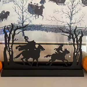 Halloween Fun Spooky <span class=keywords><strong>Headless</strong></span> <span class=keywords><strong>Horseman</strong></span> Escena Decoración Suministros para fiestas Soporte de madera Portavelas Ornamento Precio de fábrica - Product Image 3