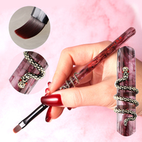 6 pièces acrylique serpent poignée brosse à ongles Gel brosse pour manucure acrylique UV Gel Extension stylo pour vernis à ongles peinture dessin brosse