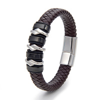 Bracelet en cuir vintage classique rétro tissé multicolore d'affaires haut de gamme à la mode