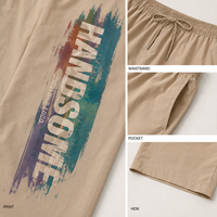 Pantalon de survêtement personnalisé pour homme, bleu et orange contrastés, en nylon léger, coupe large, avec ourlet réglable à cordon, pantalon de sport athlétique