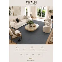 Tapis d'intérieur en polypropylène bleu Petra Vivaldi 70029, 4 mm de hauteur de poils, adapté aux animaux domestiques, pour zones à fort trafic, idéal pour salon et chambre à coucher, vente en gros