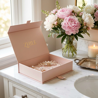 Boîte à accessoires capillaires magnétiques personnalisée, boîte en carton pliable de luxe, emballage cadeau romantique, boîte à pinces à cheveux haut de gamme avec logo