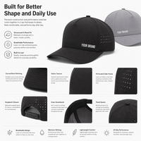 Casquette vierge découpée au laser, 5 panneaux, perforée, structurée, visière incurvée, patch en caoutchouc, pour hommes et femmes, course en extérieur, casquette de baseball personnalisée