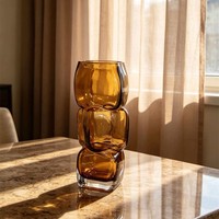 Vase en verre vintage soufflé à la main, luxe léger, sensation haut de gamme, dégradé artistique, décoration florale hydroponique de niche