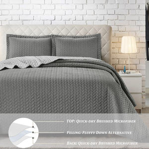 Chino barato rey blanco multi-aguja impermeable reversible mezcla <span class=keywords><strong>de</strong></span> poliéster microfibra acolchado edredón <span class=keywords><strong>cama</strong></span> colcha conjunto - Product Image 3