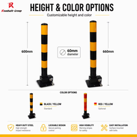 ROADSAFE-Verrouillage de Parking Colonne en Acier Flexible, Anticollision, Jaune et Noir, Borne Amovible avec Clé, 600mm, 660mm