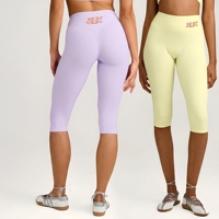 Capris de yoga taille haute en nylon brossé avec logo personnalisé pour femmes, collants de sport de haute qualité à effet ventre plat, service OEM/ODM