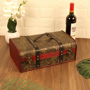 Boîte de rangement à <span class=keywords><strong>whisky</strong></span> à double compartiment, style vintage, élégante, en bois rouge vin - Product Image 6