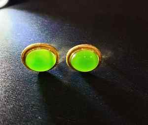 SGARIT – boucles d'oreilles en jade naturel, bijoux en or massif 18 carats, vert, taille 8x10mm, bijoux de luxe en jade, pour fête de fiançailles, pour femmes - Product Image 6