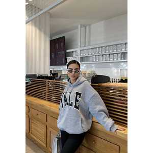 Sudadera con capucha gris con estampado Yale para mujer - Product Image 5