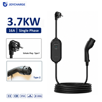 Chargeur EV portable 3,7 kW Type 2 16A avec réglage de courant à 2 niveaux, mode Plug & Play, EVSE Type 2 avec prise Type F, certifié IP65/IP55 CE