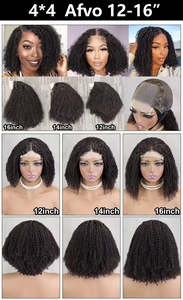 Promotion 53$ Letsfly Afro Kinky Perruques à fermeture en dentelle 4x4 12 14 16 pouces Perruques d'usine Cheveux humains naturels Vente en gros à bas prix - Product Image 5