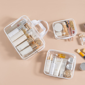 OEM Supported Clear PVC Cosmetic Pouch Transparent Zipper <b>Makeup</b> Bag with Handle <b>for</b> Travel <b>Storage</b> - Product Image 5