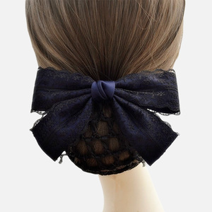Filets à cheveux HZM-61202 pour chignons, décor nœud noir, snood en maille <span class=keywords><strong>crochet</strong></span> pour femmes - Product Image 6