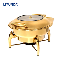 Set Pemanas Makanan Liyunda Round 6L Berbahan Stainless Steel dengan Rak/Tempat Penyimpanan yang Dapat Disesuaikan untuk Acara Katering