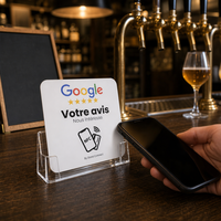 Carte Google Review NFC RFID ISO Modèle Pivot U-Card en PVC Acrylique Époxy Étanche avec Code QR Puce NTAG213 13.56MHz Carte Cadeau