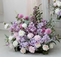 Lila Rosen Schleierkraut Grünpflanzen Bogen Deko Hängende Blumenreihe Hochzeits-Hintergrund-Arrangement Tischdekoration Boden-Blumenkugel