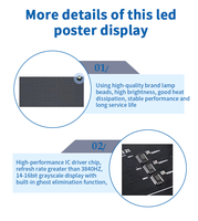 Layar LED Poster Tunggal/Sambungan P1.53 P1.86 P2 P2.5 Definisi Tinggi 1080P untuk Dalam Ruangan, Layar Iklan LED, Digital Signage OEM