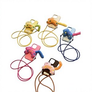 Cordón universal para teléfono con diseño creativo de animales de peluche, clip trasero, cadena para cuello y hombro, para exteriores, DIY Corazón - Product Image 2