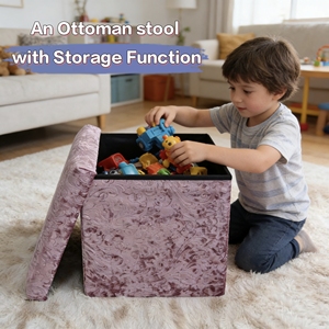 Pouf de Rangement Pliable en Velours et Bois, Design Cube Moderne de Luxe, Couleur et Logo Personnalisables, Boîte à Jouets Sexuels Convertible, Utilisation en Chambre, Marque Cai <span class=keywords><strong>Shi</strong></span> - Product Image 2