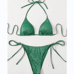 Novedades: Conjunto de Dos Piezas para Mujer, Top Corto con Escote Cruzado, Bikini sin Espalda, de Secado Rápido - Product Image 4