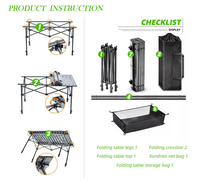 Tables pliantes d'extérieur portables en aluminium, résistantes aux intempéries, réglables en hauteur, de plusieurs tailles, pour cuisine et camping