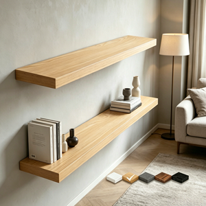 Estantes Flotantes Modernos Minimalistas con Acabado de <span class=keywords><strong>Madera</strong></span>, Soporte Invisible para Montaje en Pared, Impermeables, Multifuncionales y Ajustables para <span class=keywords><strong>Baño</strong></span> - Product Image 1