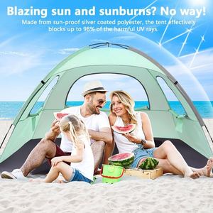 Carpa de Camping para Parque o Playa, Ventilada, con Protección Solar, para 3-4 Personas, Multifuncional, Portátil, para Exteriores, de Una Habitación, para las Cuatro Estaciones - Product Image 2