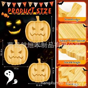 Bandejas de madera Hangxu para Halloween con forma de calabaza, platos para servir comida en fiestas, bandeja decorativa para frutas y frutos secos - Product Image 5