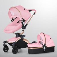 Poussette de luxe 3 en 1 avec siège auto, landau haute couture, châssis en alliage d'aluminium, siège réversible pour nouveau-né