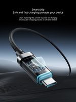 Kabel USB Tipe-C TKT dengan Layar Display - Pengisian Cepat & Transfer Data Nylon 120W Kompatibel Multi-Perangkat untuk Komputer