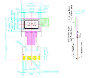 Écran oled couleur mono résolution 0.32 "14 broches 60x32 petit écran oled - Product Image 4
