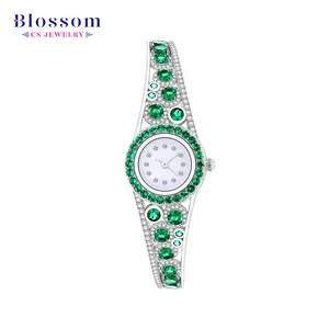 OEM ODM Private Manufacturer Supplier Amazon Green Zircon Tarnish Free Jewelry Women Wrist Watch