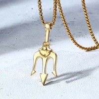 BINSHUO — pendentif pour hommes, collier Punk Trident, en acier inoxydable, Hip-hop, cadeaux pour garçons