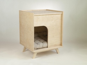 Niche en bois massif pour animaux domestiques, lit pour chat, accessoire moderne - Product Image 2