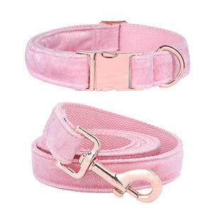 Venta caliente colorido suave de terciopelo perro Correa y <span class=keywords><strong>Collar</strong></span> con correas de algodón - Product Image 3