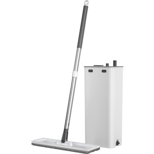 Microfiber <b>Flat</b> <b>Mop</b> with Bucket Set 360 Degree Swivel Head Self Wringer Stainless Steel Pole for Home Office - Product Image 1