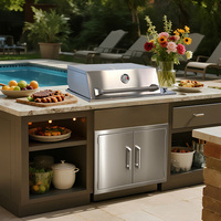 Barbecue au gaz GPL/GN extérieur de luxe de haute qualité, moderne, en acier inoxydable SUS304, à encastrer, 3 brûleurs, couvercle sans fumée