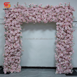 Arche florale en fer lisse pour mariage, décoration de fête, arche de mariage en soie rose artificielle pour photographie - Product Image 5