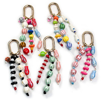 Porte-clés en céramique colorée en forme de petit poisson, pendentif de sac, porte-clés étoile de mer tressé à la main, accessoires de mode, breloques